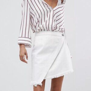 One Teaspoon Wild Thing Skirt Size 25 XS White Denim Festival Wrap Mini Jean